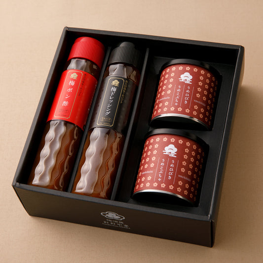 梅ドレッシング 200ml×1本 梅ポン酢 200ml×1本 梅昆布茶 40ｇ×2個 ギフト箱入 プレゼント